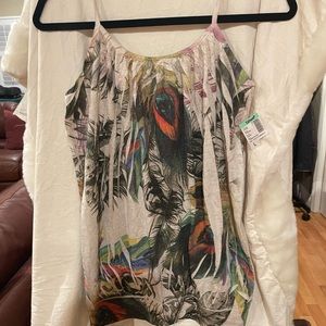 Papaya Flamingo print Halter top NWT